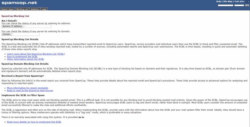 SpamCop Tool