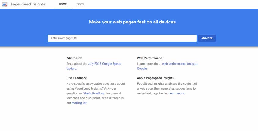 Google PageSpeed Insights Tool