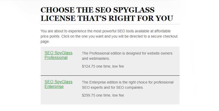 SEO Spyglass Prices