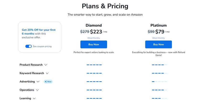 Helium 10 Plans & Price