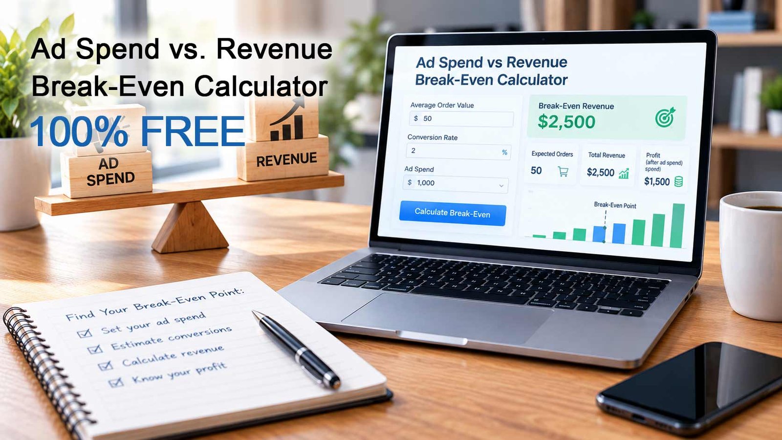 ​Ad Spend vs. Revenue Break-Even Calculator